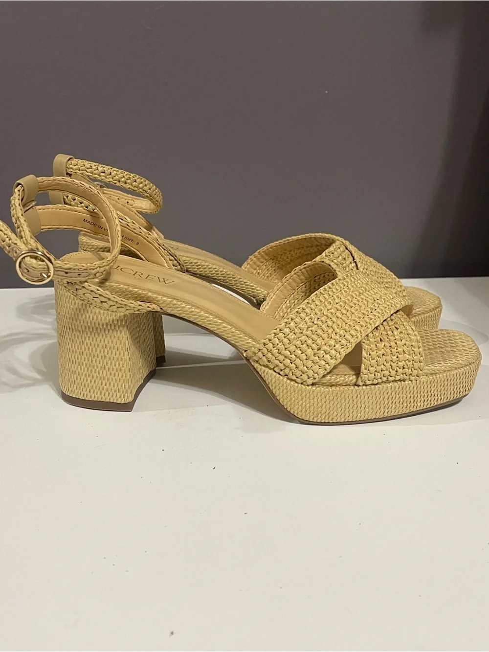 J. Crew Woven Platform Ankle-Strap Open Toe Heels
